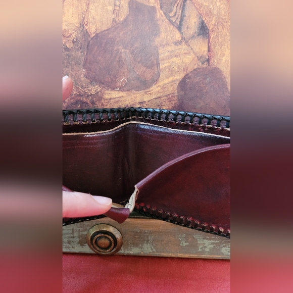 Vintage Gene Autry real brown leather wallet - bear cottage scenery - Picture 5 of 6